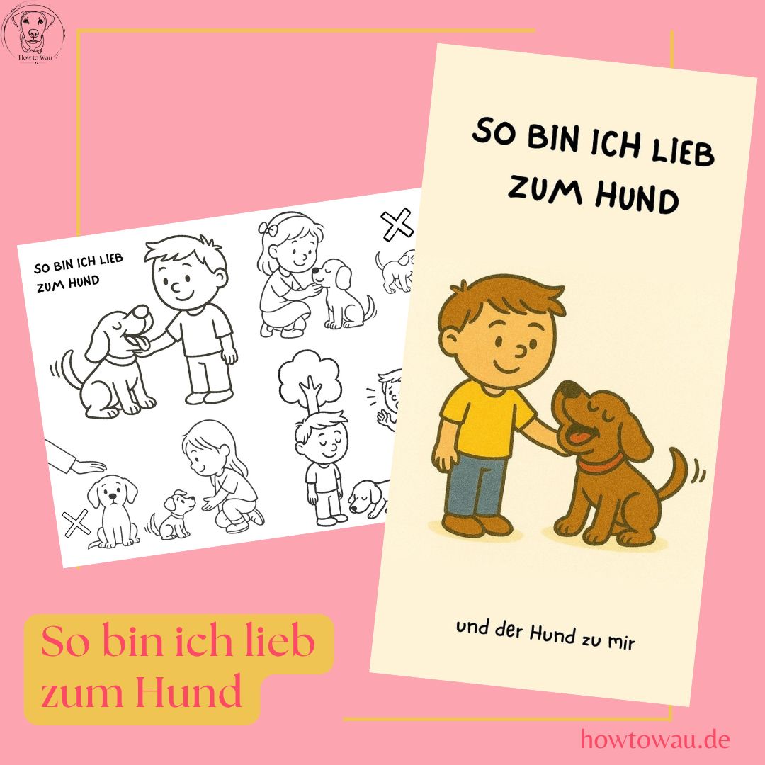 Abbildung von Flyer und Malbild So bin ich lieb zum Hund